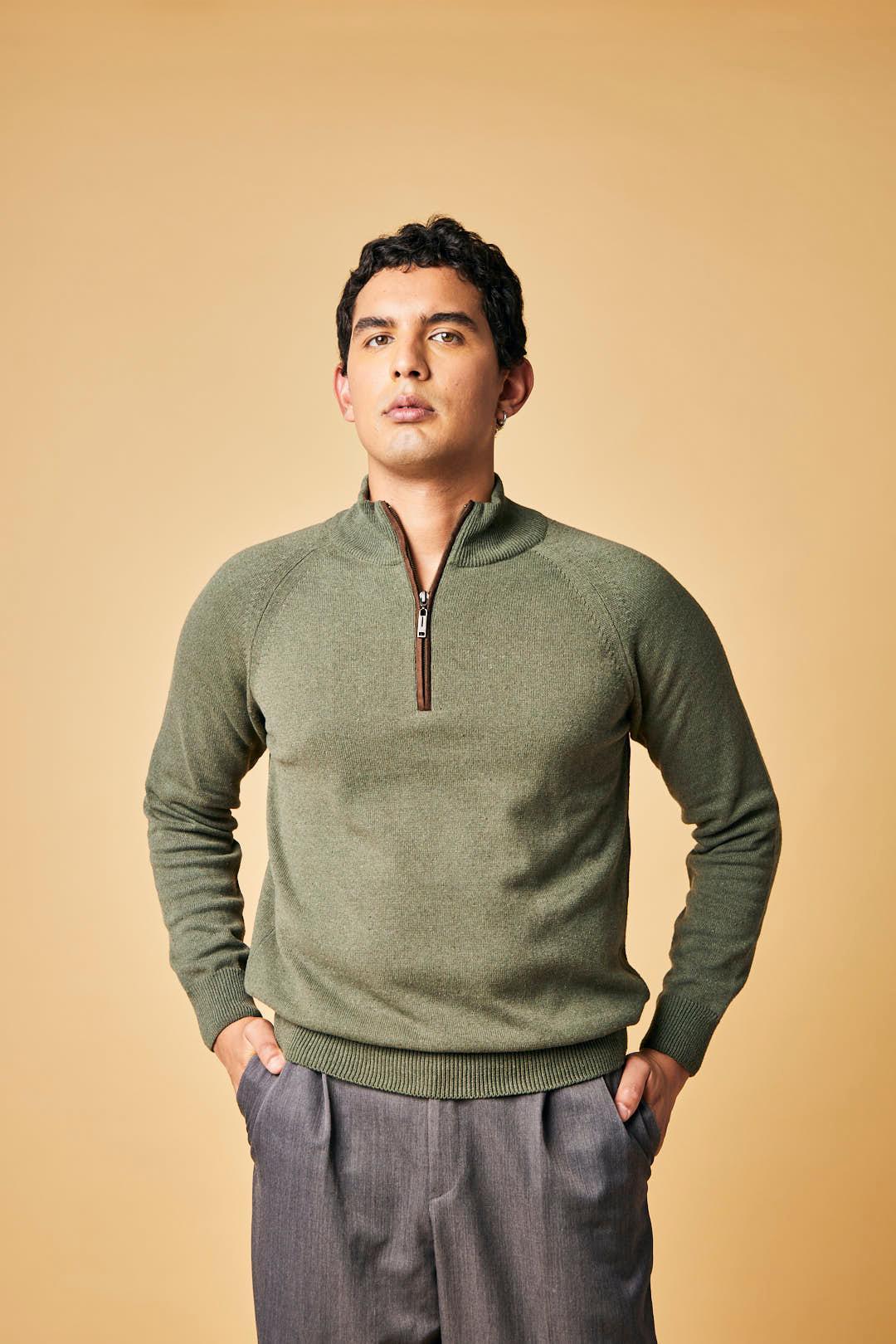 Suéter San Francisco en algodón regenerado halfzip – Hombre